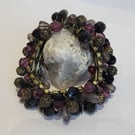 Beaded Bracelet, gorgeous red & black tones with statement metal filigree beads