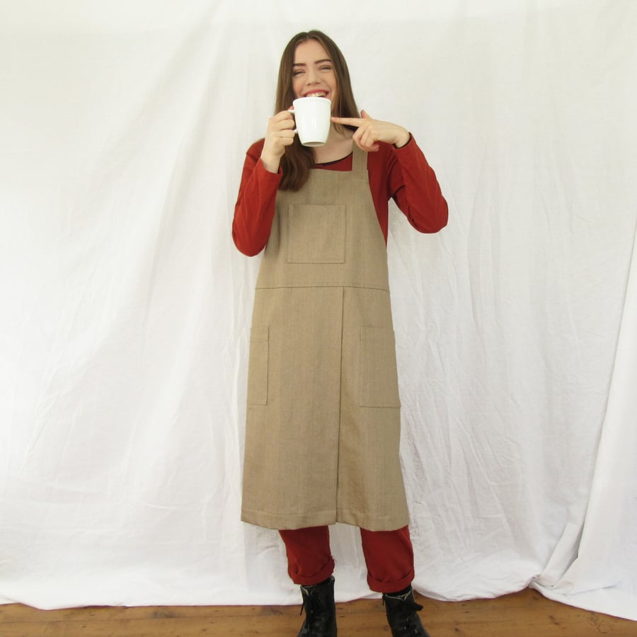 PETITE SIZE Fawn Beige Denim Pottery Apron, Spl... Folksy