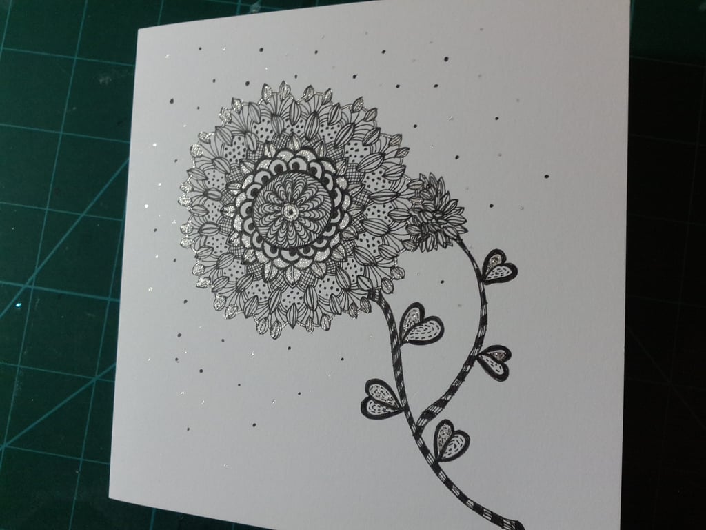 Open exotic flower card