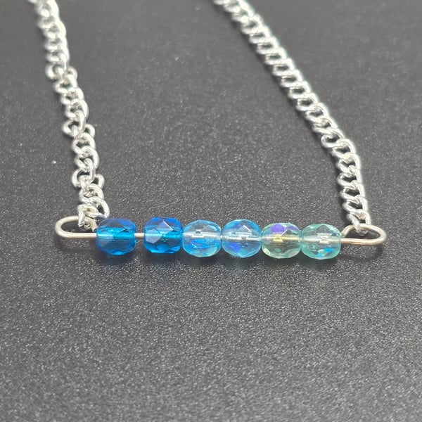 Dark to light blue bar necklace