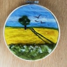 Needle felted landscape of the countryside 