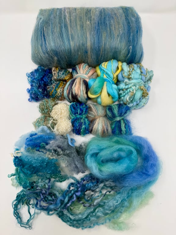 Scarf Kit: Ocean Blue Luxury Textured Wool Felt Scarf Kit