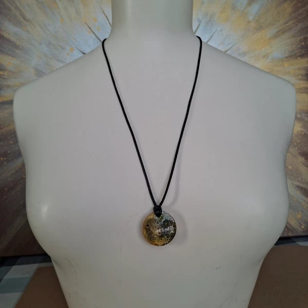 Two Way Round Hand Made Resin Pendant 