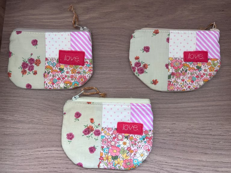 Summer seconds - three Cotton pouches - super cute