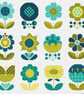 061A - Cross Stitch Cute Patchwork Spring Retro Flowers Greens and Blues Pattern - Image 3