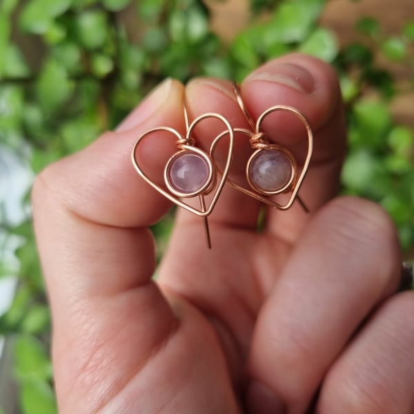 Amethyst beaded wire wrap earrings 