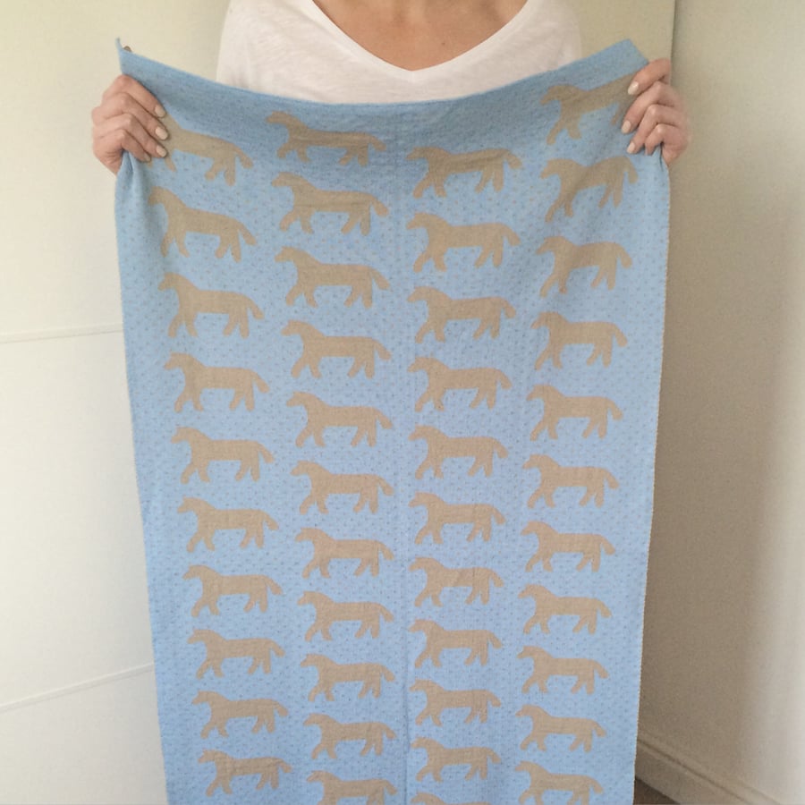 Blue Dala Horse Blanket