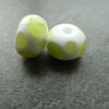 green and white spot lampwork beads