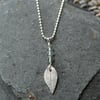 Moss aquamarine  and silver leaf pendant