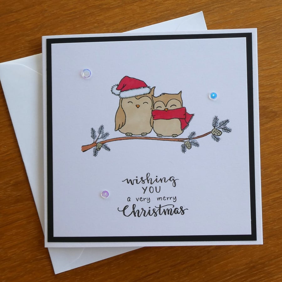 Owls Christmas Card - To A Wonderful Couple