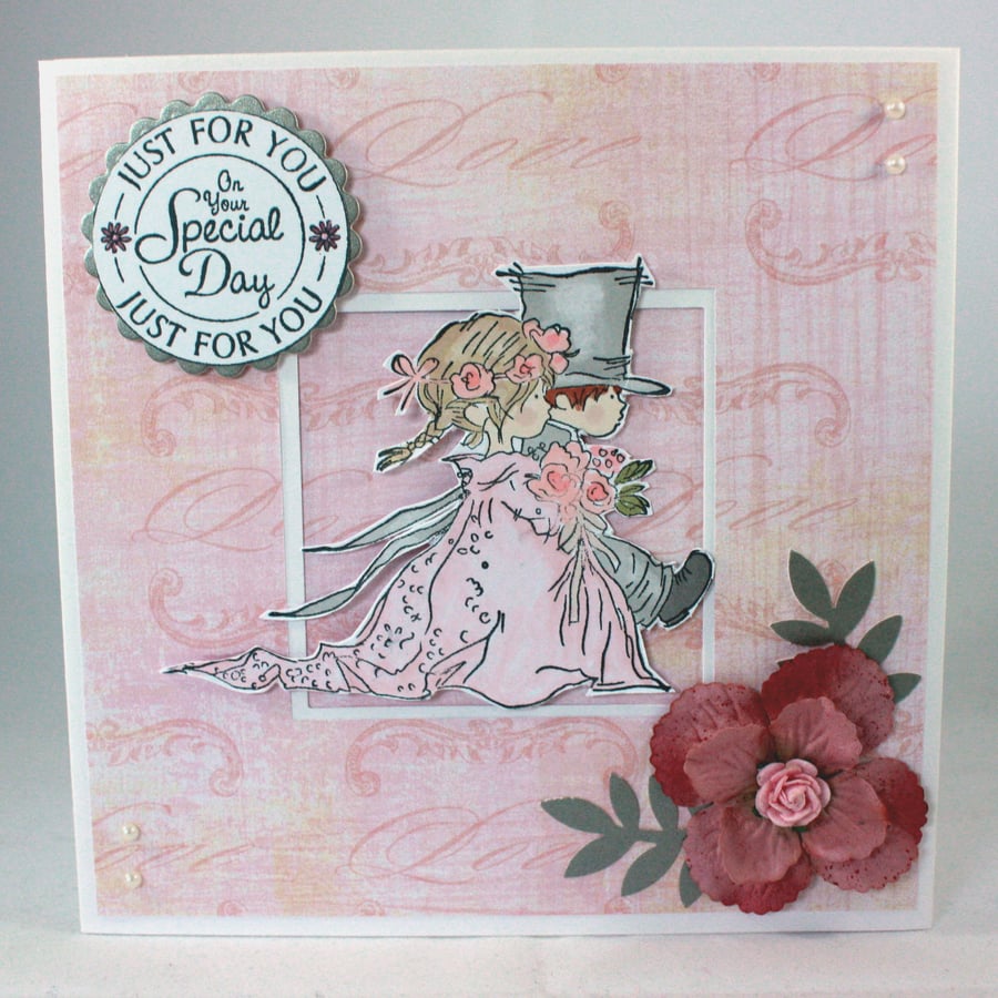 Handmade wedding card - bride and groom, Just for you On Your Special Day