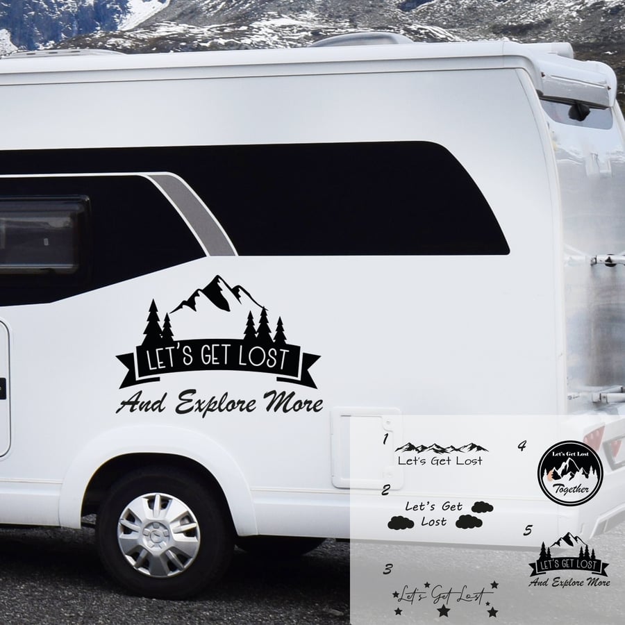 Campervan Let's Get Lost Van Decor Sticker Traveling Vinyl Motorhome sticker