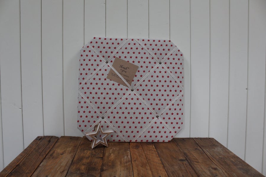 Image of Red Star & Linen Coloured Fabric Memo Board