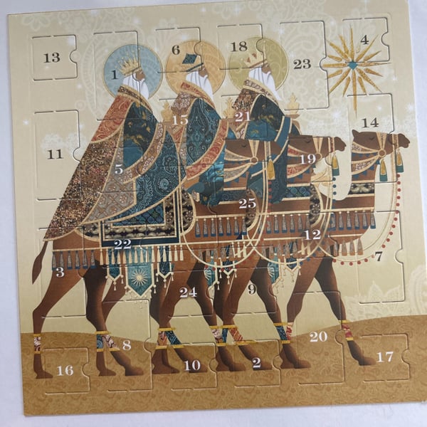  Christmas card we 3 kings Advent Calendar Card Handmade 7 inch square ca