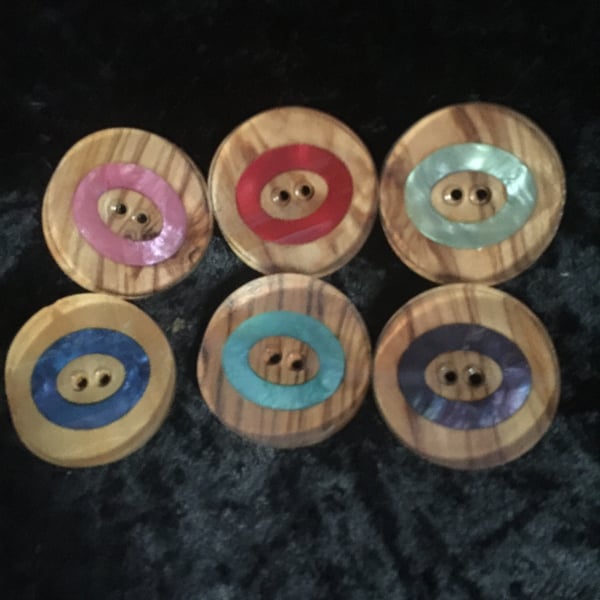 Wooden Resin Shell Inlay Button