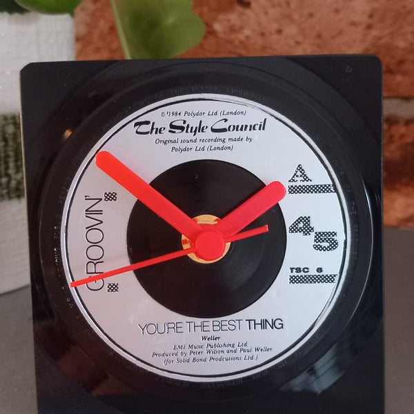 Vinyl Record Desk Clock Upcycled from a vintage 7" single, The Style Council