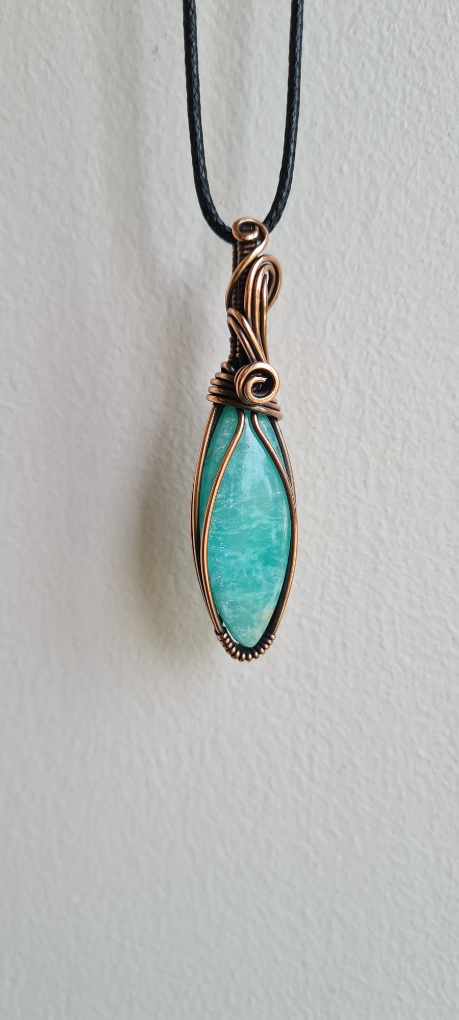 Natural Amazonite & Copper Necklace Pendant Gift Crystal Jewellery Jewelry