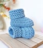 Sky Blue Crochet Baby Booties – Handmade Newborn Gift, Ready to Ship
