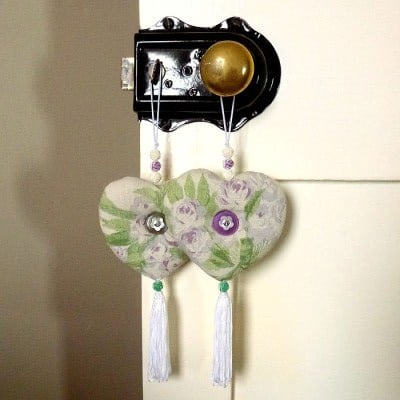 Lavender heart for Mum, Auntie or Grandma (vintage rose beads, buttons & tassel)