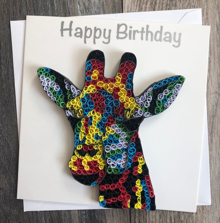 Stunning Handmade Quilled Giraffe Card