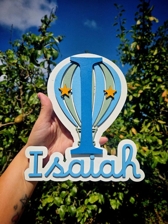 Personalized Hot Air Balloon Name Sign Boy's Nursery Decor 