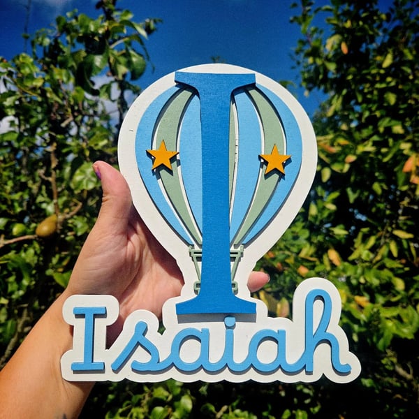 Personalized Hot Air Balloon Name Sign Boy's Nursery Decor 