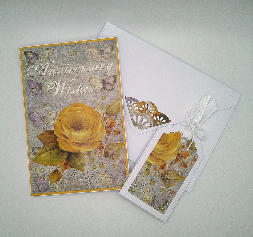 Anniversary Card with matching gift tag and envelope