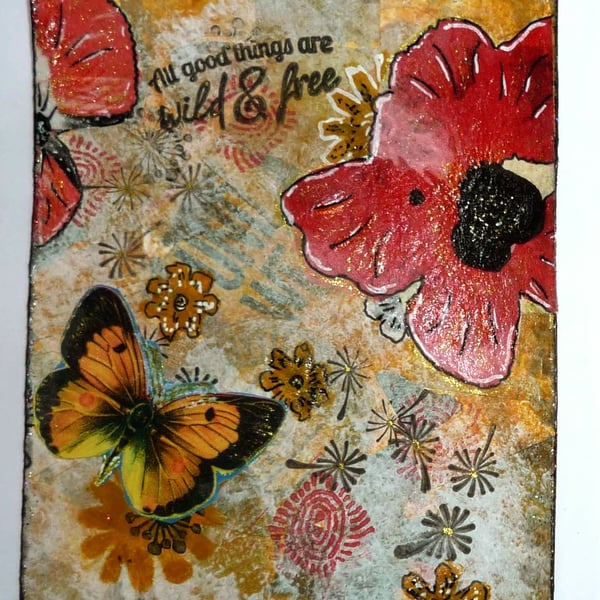 Botanical Mixed Media Postcard.