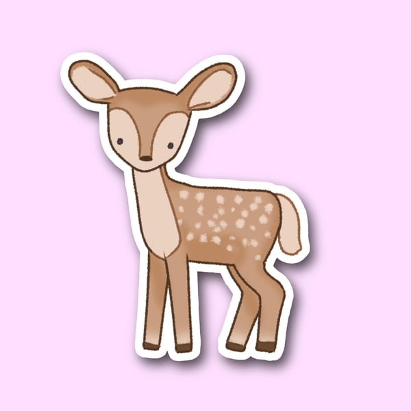 Cute Brown Deer Sticker - 62mm x 77mm