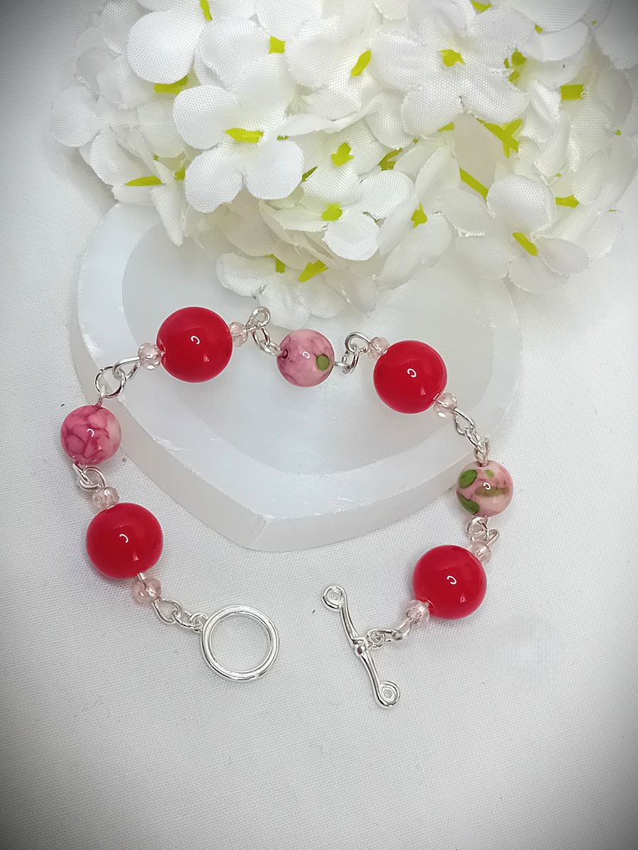 Coral & Jasper Bracelet