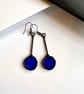 Royal blue stained glass circular statement dangle earrings, Mother's Day gift - Image 3