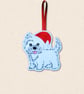 West Highland Terrier Christmas Tree Decoration - Embroidered Westie Ornament