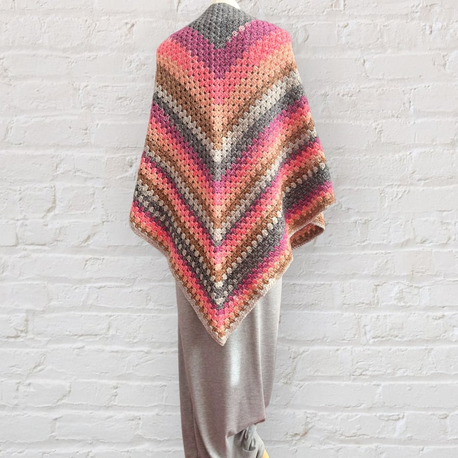 Variegated Granny Triangle Shawl - Women's Summer Evening Wrap