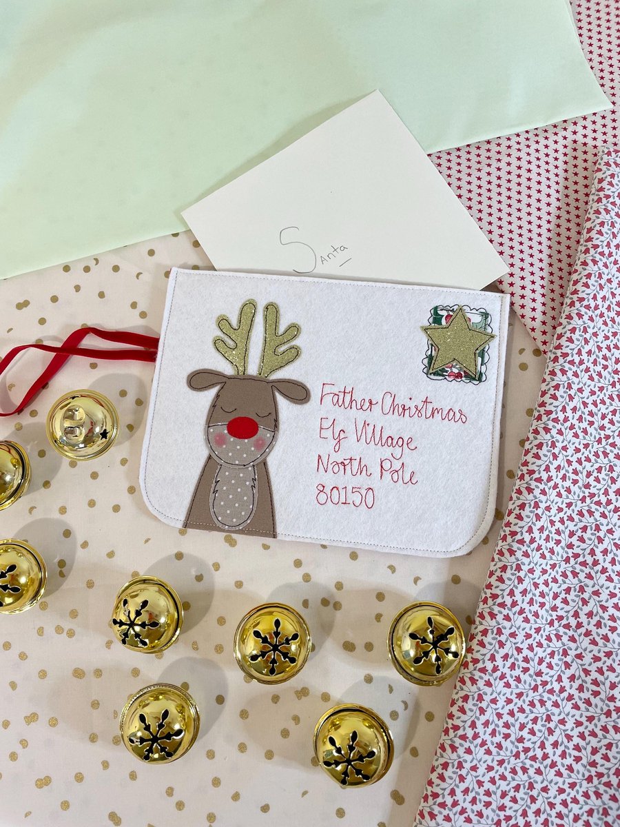 Reindeer Embroidered Letter to Santa Envelope Decoration