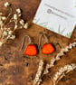 Dazzling Orange Ceramic Earrings; Foraged Bristol Clay, Hypoallergenic Steel Hoo - Image 7