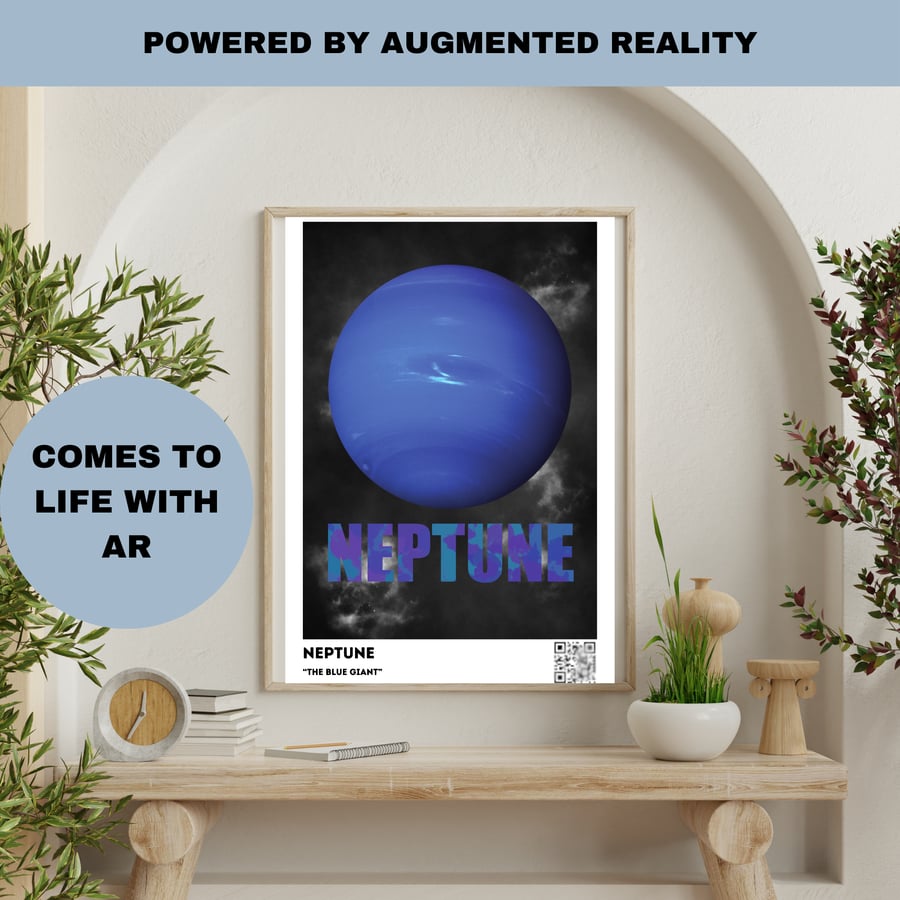 Neptune Animated Poster - Interactive Art - Neptune Print - AR Experience