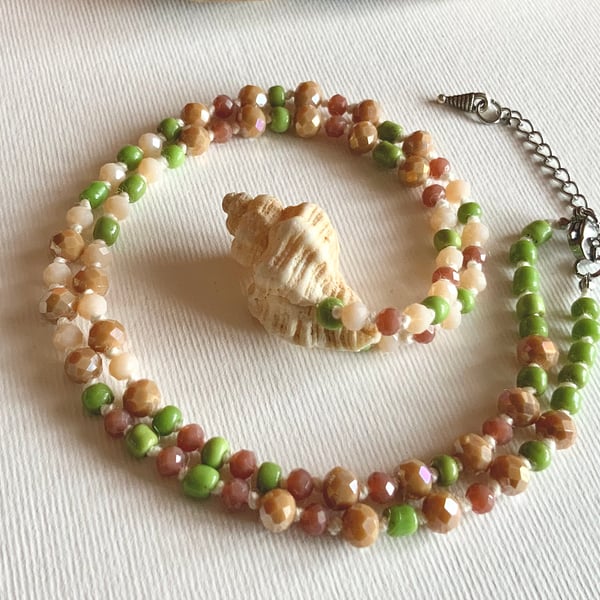 Hand-knotted oyster drill shell necklace 