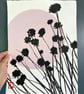 Botanical art, Garden chives, shadow painting, original, handmade, signed