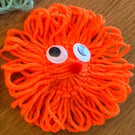 Orange Funny Face Badge Googly Eyes Red Pom Pom Nose Lapel Pin Brooch