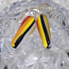 Striped Handmade Fused Glass Earrings on Gold Plated Wires