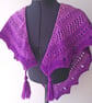Handspun Knitted Shawl, Scarf or Wrap, Gradient Pink & Purple Pure Merino Wool  - Image 5