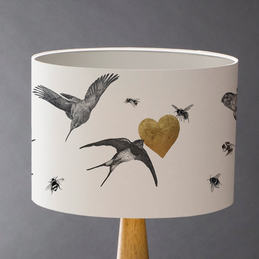 Birds And Bees Hand Gilded Lampshade