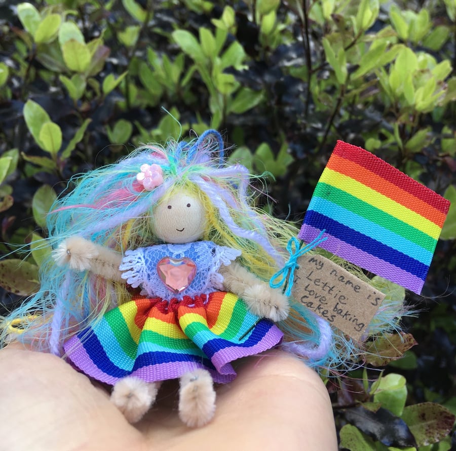 Handmade Rainbow Fairy Doll Decoration, Pride Month, LGBTQ Gift