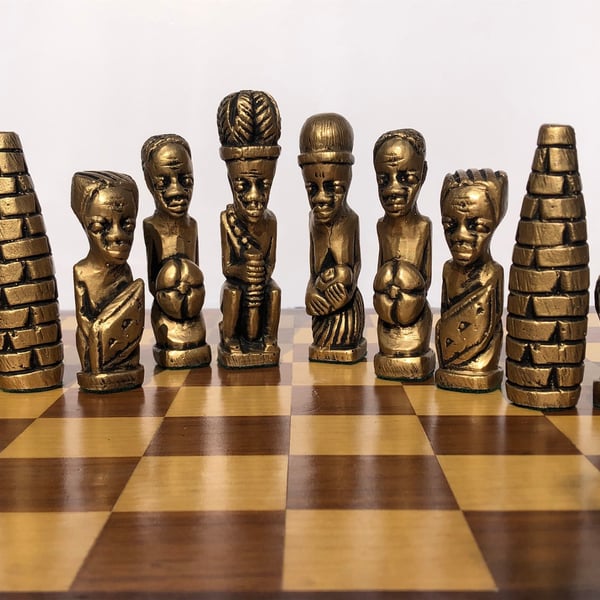 Tribal Chess set - Ethnic chess pieces (board not included)