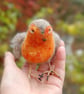 Needle Felt Robin - wool textile art 