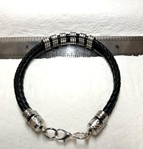 Leather and stainless steel Bracelet Unisex