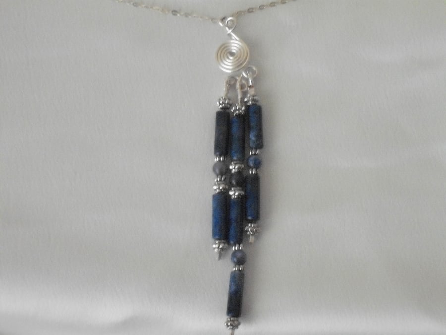 Sterling Silver and Sodalite necklace - Blue Dreams and Meditation Necklace