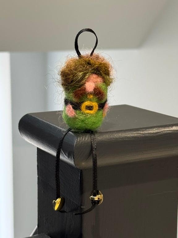 Small Felted Leprechaun Decoration or Keyring.