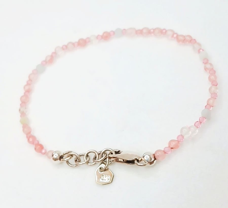 Sterling Silver Mix Micro Beads Bracelet   