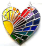 Sun Heart Suncatcher Stained Glass Rainbow Rays Handmade 006 - Image 7